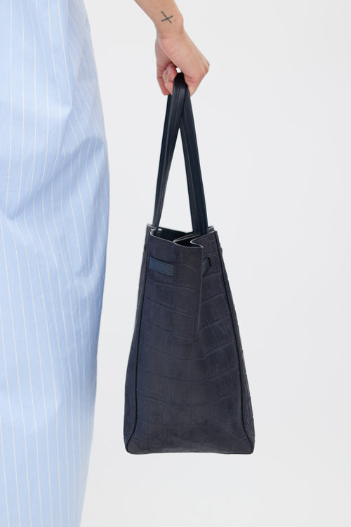 Celine Navy Embossed Leather Phantom Tote Bag