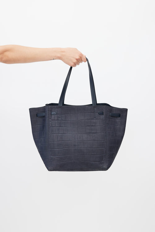 Celine Navy Embossed Leather Phantom Tote Bag