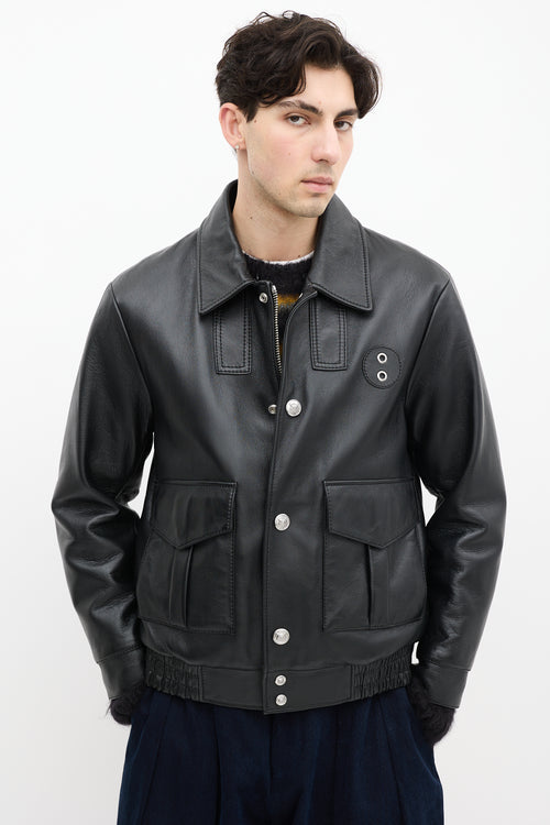 Coach Black Leather 
Brown Shearling Leather Jacket