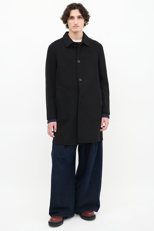 Coach Black Wool Two Pocket Mid Length Coat