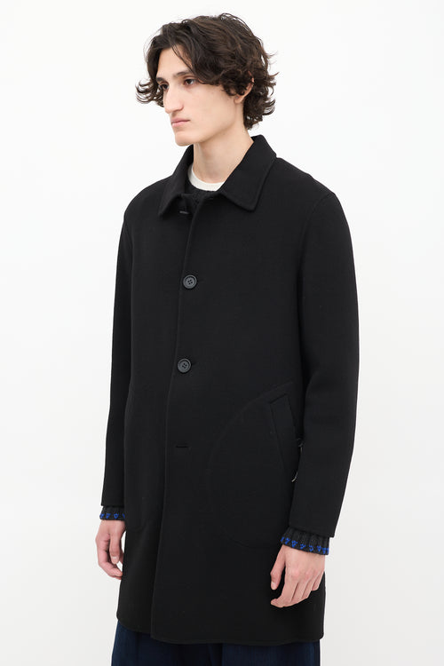 Coach Black Wool Two Pocket Mid Length Coat