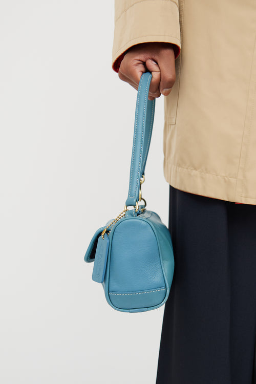 Coach Teal Leather Side Pocket Bag