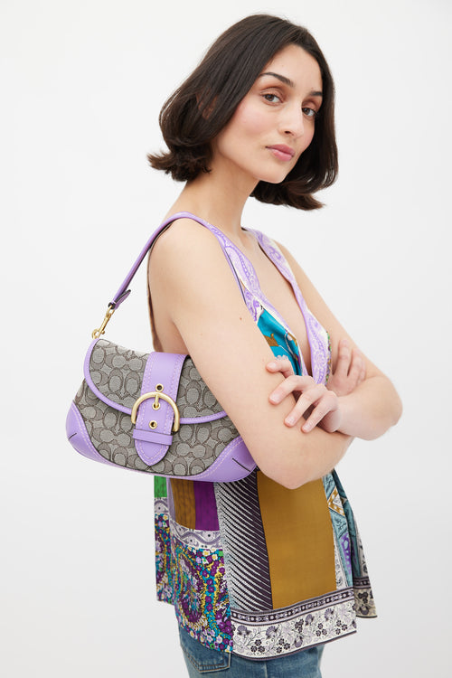 Coach Brown 
Purple Monogram Jacquard Soho Bag