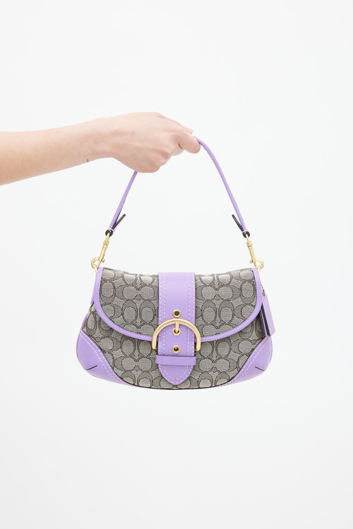 Coach Brown 
Purple Monogram Jacquard Soho Bag