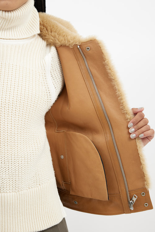 Coach Brown Shearling Zip Jacket