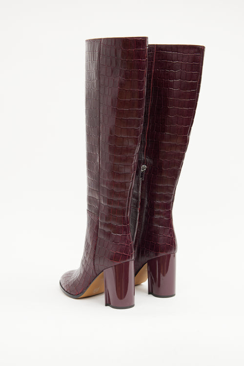 Coach Burgundy Embossed Knee High Boot