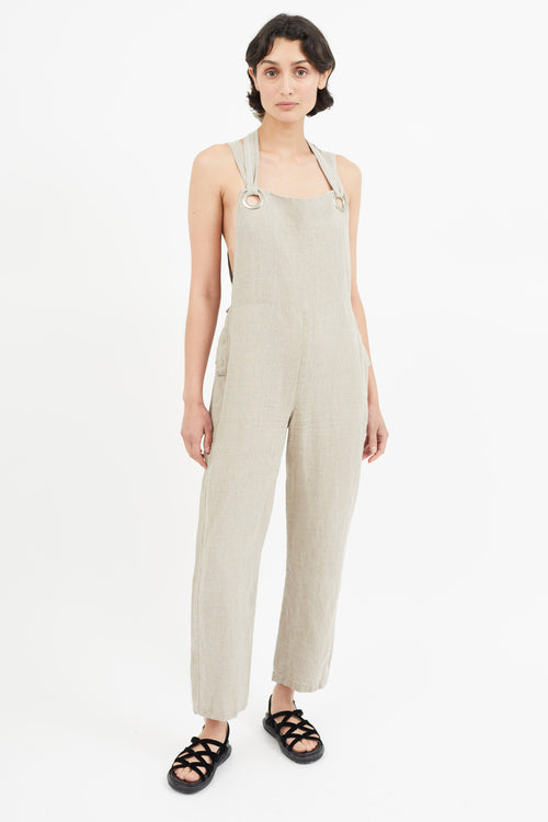 Collina Strada Beige 
Silver Linen Jumpsuit