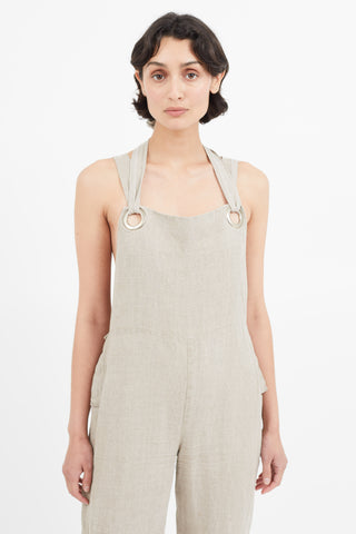 Collina Strada Beige 
Silver Linen Jumpsuit