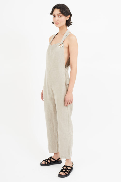 Collina Strada Beige 
Silver Linen Jumpsuit