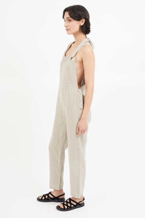 Collina Strada Beige 
Silver Linen Jumpsuit