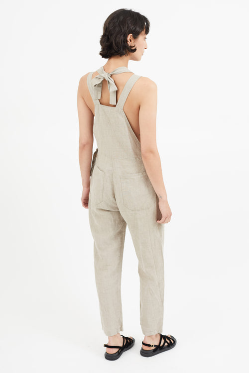 Collina Strada Beige 
Silver Linen Jumpsuit