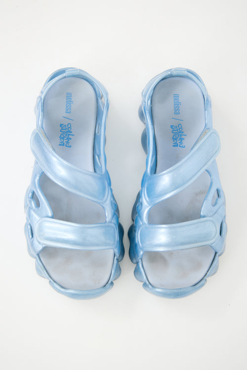 Collina Strada X Melissa Blue Rubber Puff Sandal