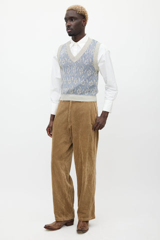 Comme des Garçons Beige Wide Leg Corduroy Trouser