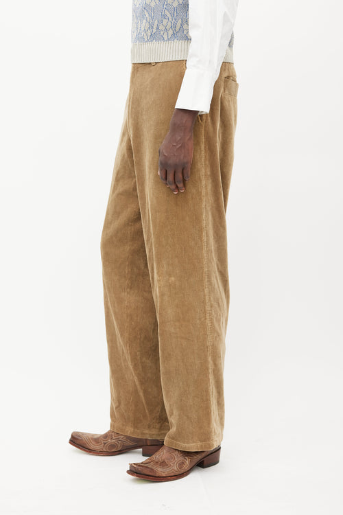 Comme des Garçons Beige Wide Leg Corduroy Trouser