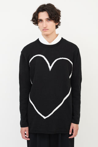 Comme des Garçons Black Black Knit Heart Intarsia Sweater