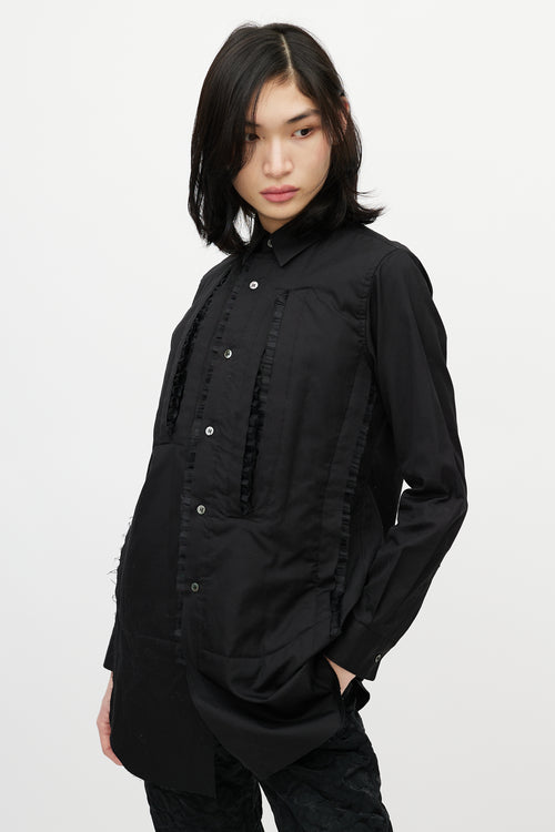 Comme des Garçons Black Cotton 
Tulle Ruffle Shirt