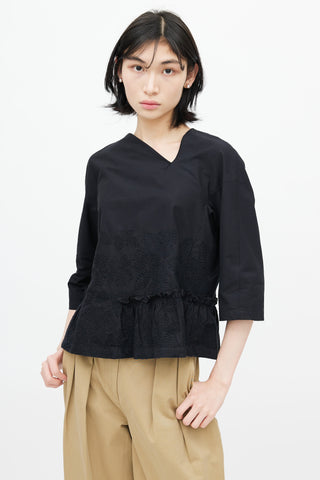 Comme des Garçons Black Embroidered Blouse