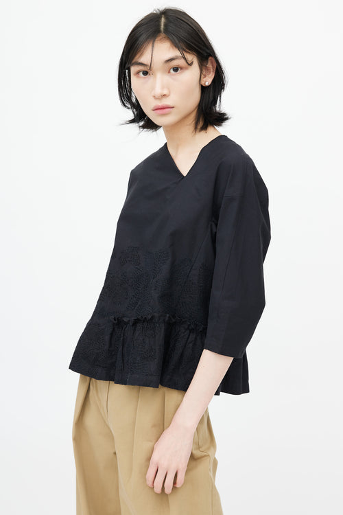 Comme des Garçons Black Embroidered Blouse