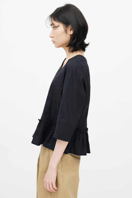 Comme des Garçons Black Embroidered Blouse