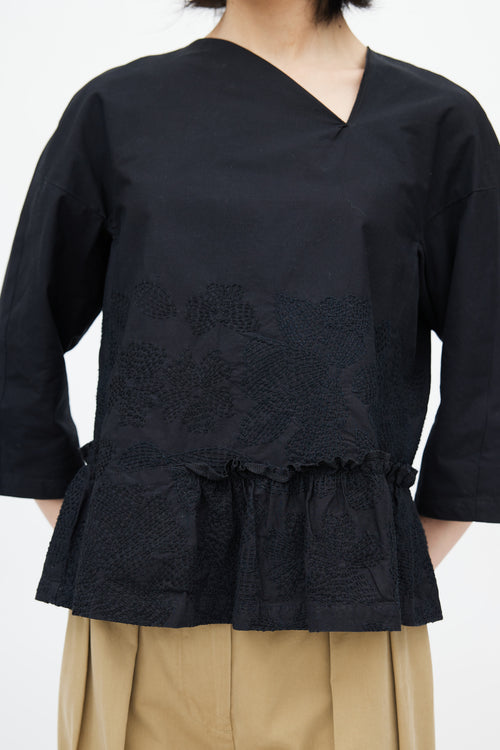 Comme des Garçons Black Embroidered Blouse