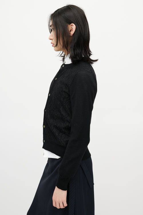 Comme des Garçons Black Knit 
Lace Front Cardigan