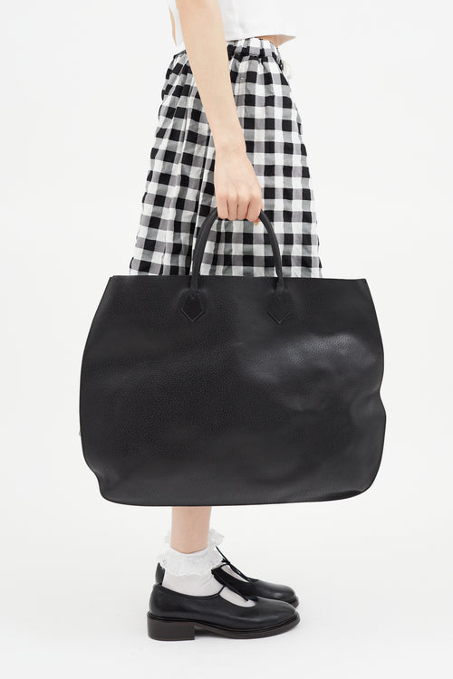 Comme des Garçons Black Leather Large Tote Bag