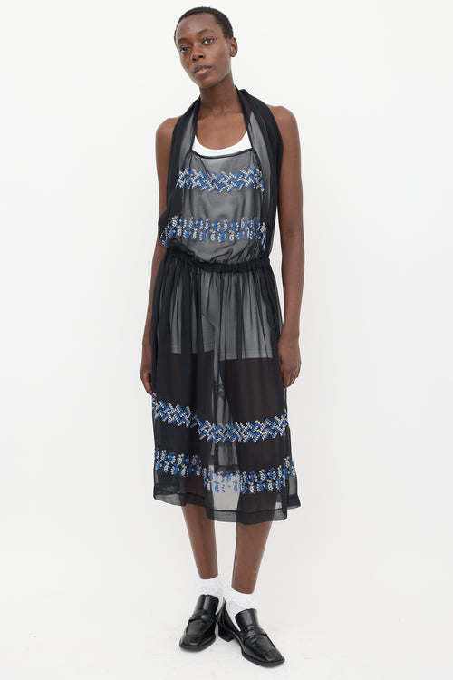 Comme des Garçons Black 
Multicolour Floral Embroidered Sheer Dress