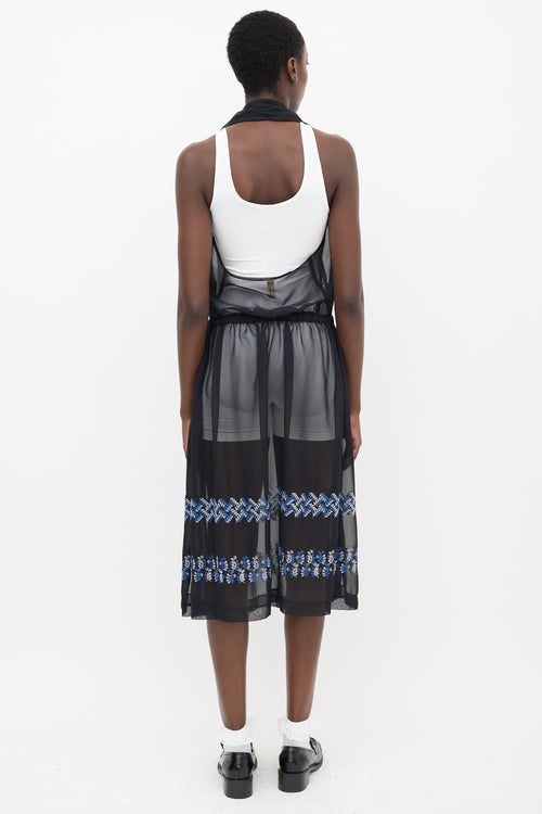 Comme des Garçons Black 
Multicolour Floral Embroidered Sheer Dress