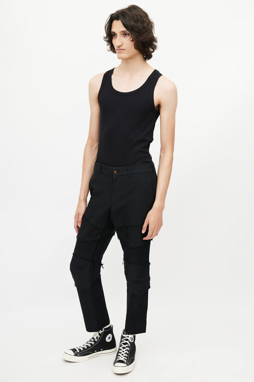 Comme des Garçons Black Panelled Distressed Trouser