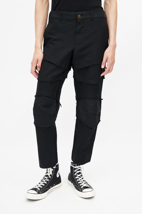 Comme des Garçons Black Panelled Distressed Trouser