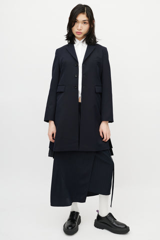 Comme des Garçons Black Pleated Long Blazer