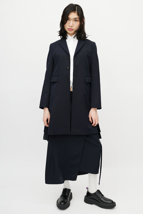 Comme des Garçons Black Pleated Long Blazer