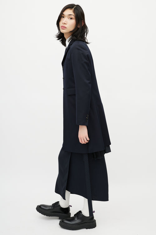 Comme des Garçons Black Pleated Long Blazer