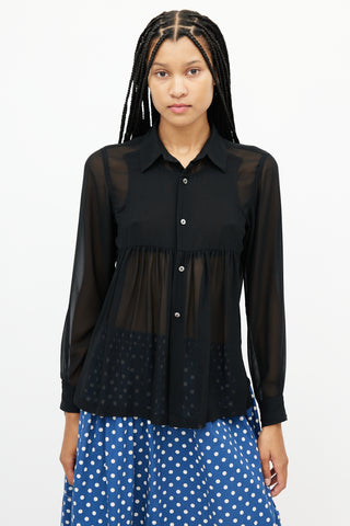 Comme des Garçons Black Sheer Ruffled Shirt