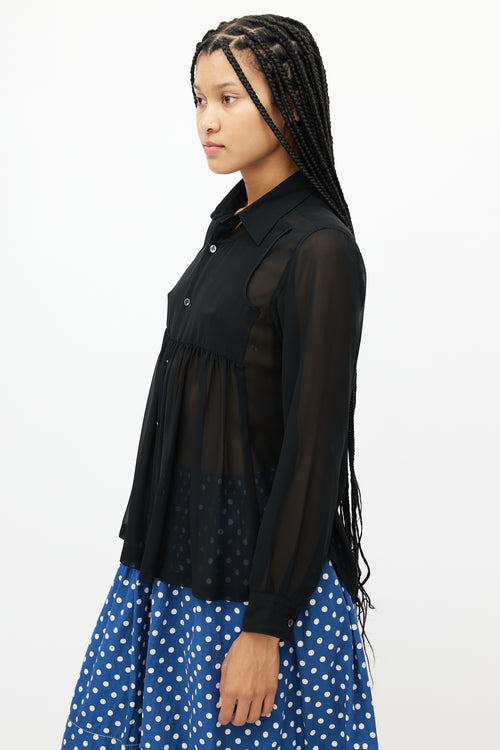 Comme des Garçons Black Sheer Ruffled Shirt