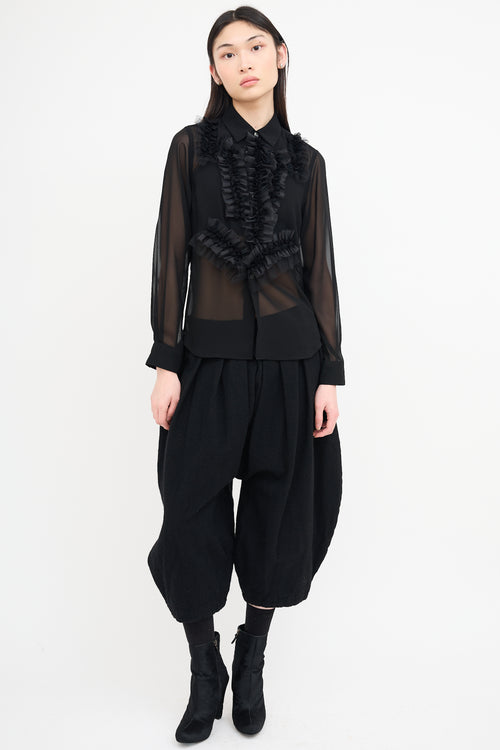 Comme des Garçons Black Sheer Ruffled Blouse