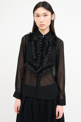 Comme des Garçons Black Sheer Ruffled Blouse