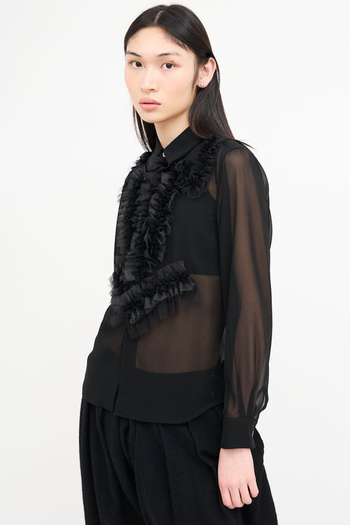 Comme des Garçons Black Sheer Ruffled Blouse