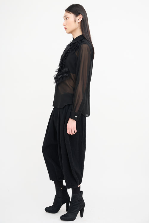 Comme des Garçons Black Sheer Ruffled Blouse