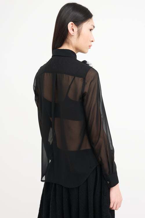 Comme des Garçons Black Sheer Ruffled Blouse