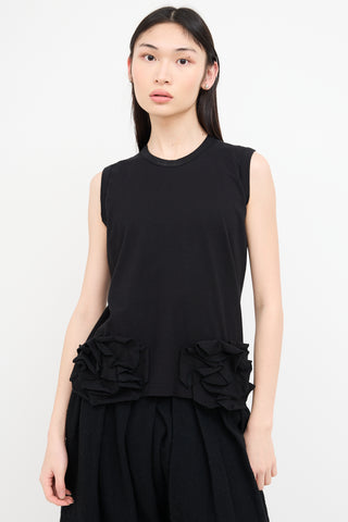 Comme des Garçons Black Sleeveless Ruffled Top