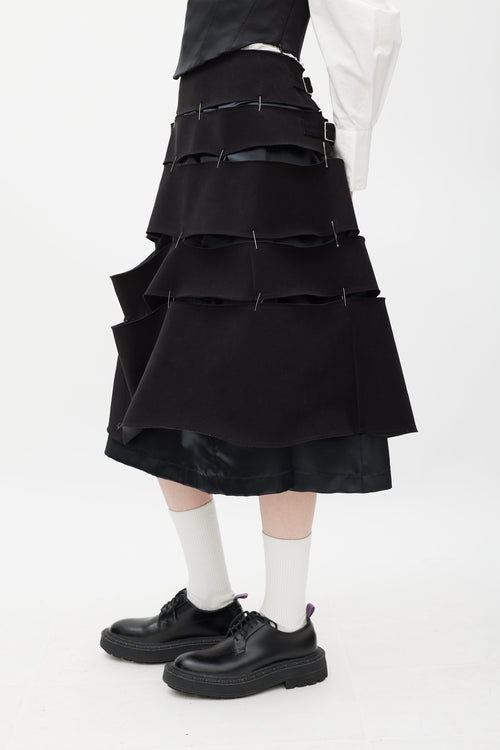 Comme des Garçons Black Tiered Safety Pin Buckle Skirt