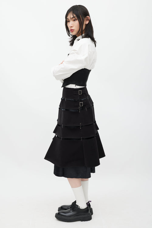 Comme des Garçons Black Tiered Safety Pin Buckle Skirt