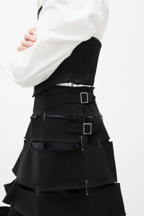 Comme des Garçons Black Tiered Safety Pin Buckle Skirt