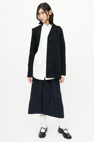 Comme des Garçons Black Wool Asymmetrical Bias Blazer