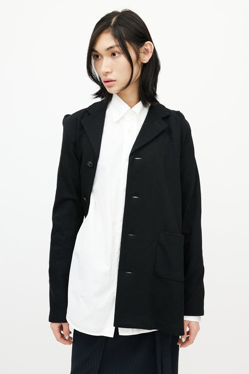 Comme des Garçons Black Wool Asymmetrical Bias Blazer