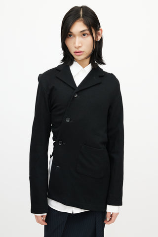 Comme des Garçons Black Wool Asymmetrical Bias Blazer