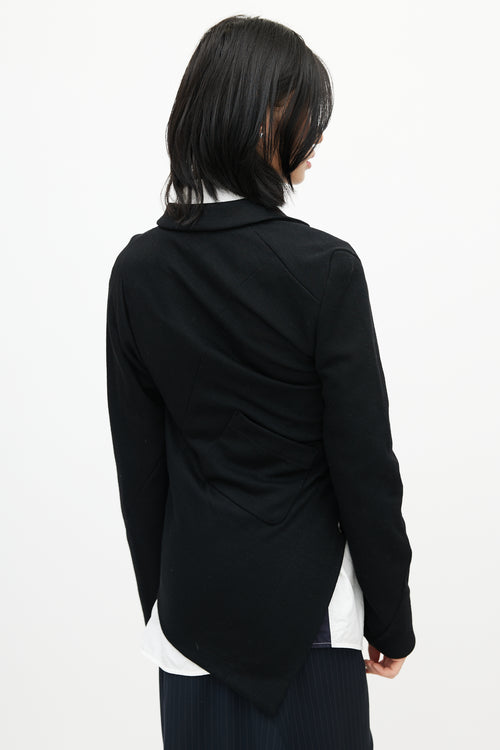 Comme des Garçons Black Wool Asymmetrical Bias Blazer