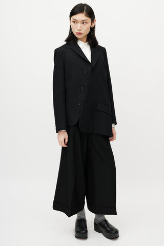 Comme des Garçons Black Wool Asymmetrical Blazer