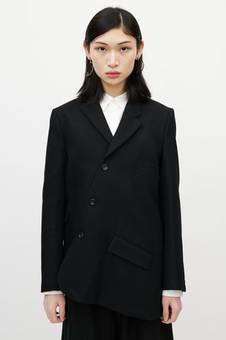 Comme des Garçons Black Wool Asymmetrical Blazer